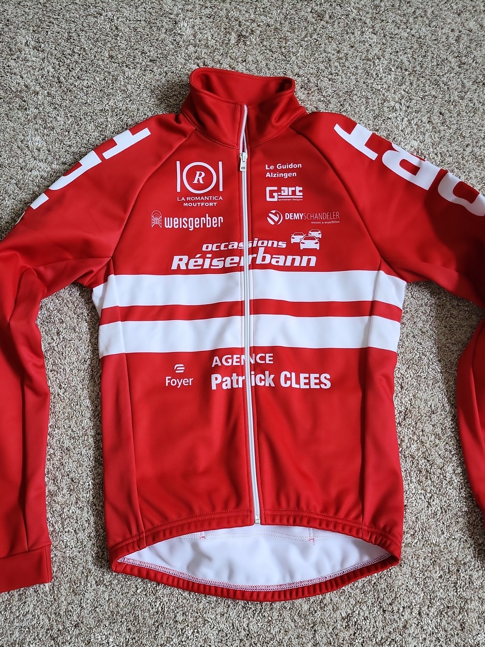 G-Art Le Guidon Alzingen Luxembourg Cycling Jacket Jersey Red White Size S